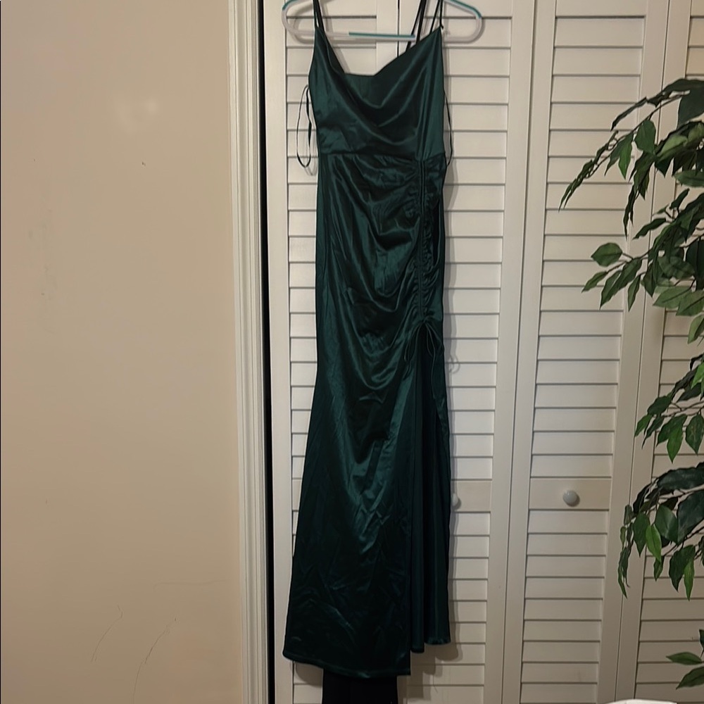 Elegant Green Satin Dress